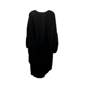 Womens Black Casual‎ Loose Long Sleeve Maxi Kaftan Dress